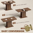 HOMCOM Extendable Dining Table for 4-6, Kitchen Table with Shelves, Walnut