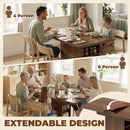 HOMCOM Extendable Dining Table for 4-6, Kitchen Table with Shelves, Walnut