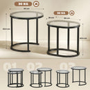 HOMCOM Modern Nest Of Tables With Steel Frame And Side Tables, Black