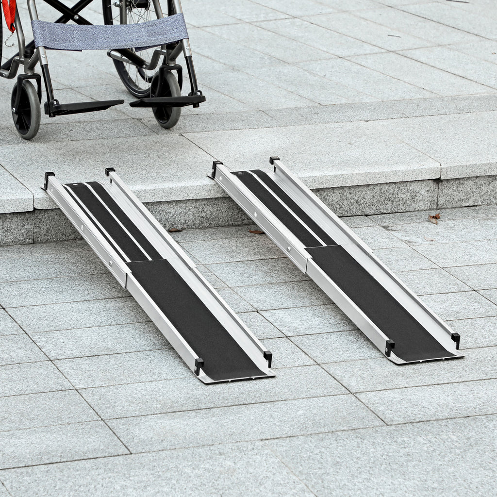 Telscopic Ramp HOMCOM Aluminium Telescopic Wheelchair Ramps, 122cm, 270kg, Folding Ra