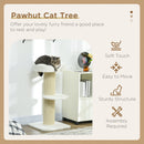 PawHut 2 Tier Cat Resting Tree w/ Top Basket Cushion Sisal Post Cream White