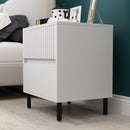 HOMCOM Bedside Table With 2 Drawers And Steel Legs For Bedroom - Grey/White