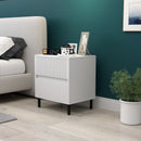 HOMCOM Bedside Table With 2 Drawers And Steel Legs For Bedroom - Grey/White