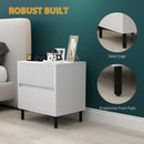 HOMCOM Bedside Table With 2 Drawers And Steel Legs For Bedroom - Grey/White