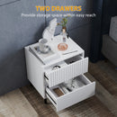 HOMCOM Bedside Table With 2 Drawers And Steel Legs For Bedroom - Grey/White