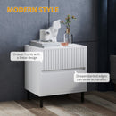 HOMCOM Bedside Table With 2 Drawers And Steel Legs For Bedroom - Grey/White