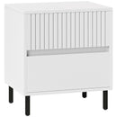 HOMCOM Bedside Table With 2 Drawers And Steel Legs For Bedroom - Grey/White