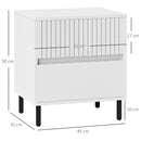 HOMCOM Bedside Table With 2 Drawers And Steel Legs For Bedroom - Grey/White