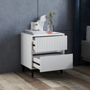 HOMCOM Bedside Table With 2 Drawers And Steel Legs For Bedroom - Grey/White