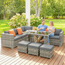 Outsunny 10 Piece Rattan Garden Furniture Set, Outdoor Patio Furniture