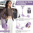 Kick Scooter Foldable and Adjustable Design with 2 Big Wheels and LED Lights-Purple