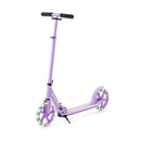 Kick Scooter Foldable and Adjustable Design with 2 Big Wheels and LED Lights-Purple