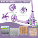 Kick Scooter Foldable and Adjustable Design with 2 Big Wheels and LED Lights-Purple
