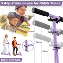 Kick Scooter Foldable and Adjustable Design with 2 Big Wheels and LED Lights-Purple