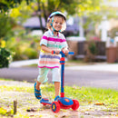 Kick Scooter With Extra Wide Deck And LED Lighted PU Wheels-Blue