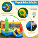 Kids 2-in-1 Crayon Themed Inflatable Bounce House With Slide (without Blower)