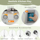 Kid's Wooden Corner Play Kitchen with Ample Accessories-White