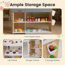 Kids Grocery Store Playset Wooden Pretend Play Supermarket with Shopping Cart-Natural