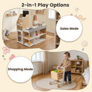 Kids Grocery Store Playset Wooden Pretend Play Supermarket with Shopping Cart-Natural