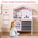 Kids Play Kitchen with 2 Stoves and Drawers and Dishwasher-Pink