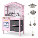 Kids Play Kitchen with 2 Stoves and Drawers and Dishwasher-Pink