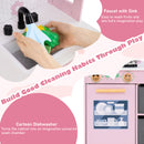 Kids Play Kitchen with 2 Stoves and Drawers and Dishwasher-Pink