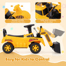 Kids Ride on Excavator Bulldozer with Adjustable Front Bucket-Yellow