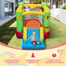 Kids Smiley Face Theme Inflatable Bounce House with Slide and Basketball Hoop (without Blower)