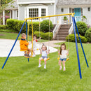 Heavy-Duty Kids Playset With 2 Swing Seats And 2 Glider Seats For Children 3-12 Years Old-Blue