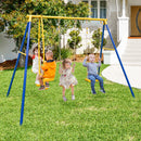 Heavy-Duty Kids Playset With 2 Swing Seats And 2 Glider Seats For Children 3-12 Years Old-Blue