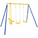 Heavy-Duty Kids Playset With 2 Swing Seats And 2 Glider Seats For Children 3-12 Years Old-Blue