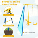 Heavy-Duty Kids Playset With 2 Swing Seats And 2 Glider Seats For Children 3-12 Years Old-Blue