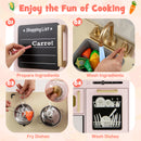 Kids Wooden Kitchen Playset Pretend Play with Chalkboard and Ice Maker-Pink