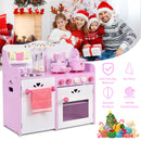 Kids Wooden Kitchen Playset with Oven and 13-Pieces Cookware