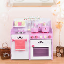 Kids Wooden Kitchen Playset with Oven and 13-Pieces Cookware