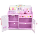 Kids Wooden Kitchen Playset with Oven and 13-Pieces Cookware