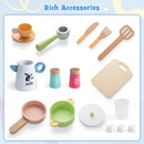 Kids Play Kitchen Wooden with Microwave and Ice Maker with Sounds-White