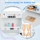Kids Play Kitchen Wooden with Microwave and Ice Maker with Sounds-White