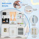 Kids Play Kitchen Wooden with Microwave and Ice Maker with Sounds-White