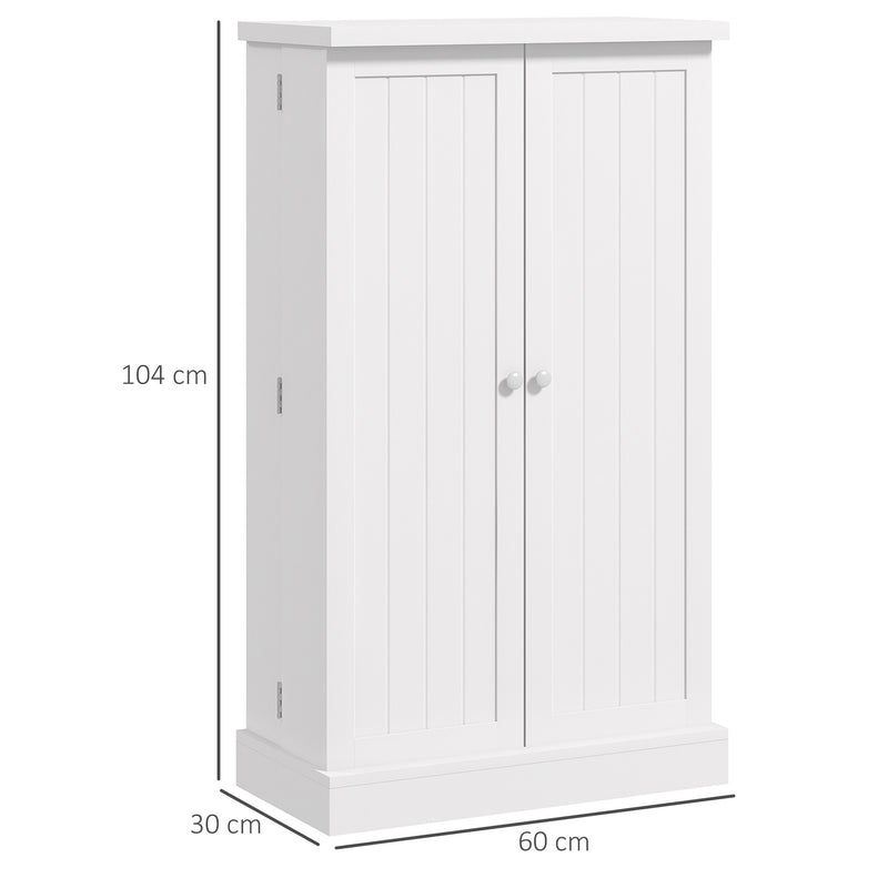 HOMCOM Kitchen Cupboard with Double Doors, 5-Tier Shelf, 12 Spice Racks, White