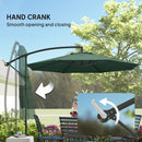 Outsunny 3(m) Garden Banana Parasol Cantilever Umbrella W/ Base, Dark Green