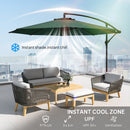 Outsunny 3(m) Garden Banana Parasol Cantilever Umbrella W/ Base, Dark Green