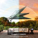 Outsunny 3(m) Garden Banana Parasol Cantilever Umbrella W/ Base, Dark Green