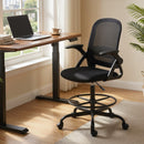 HOMCOM Mesh Painting Chair, Rolling Desk Chair With Flip-up Armrests, Black