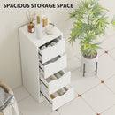 HOMCOM 4-Drawer Bathroom Cabinet, Freestanding Narrow Cabinet, White