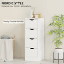 HOMCOM 4-Drawer Bathroom Cabinet, Freestanding Narrow Cabinet, White