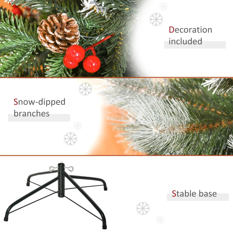 HOMCOM Christmas Time 5FT Artificial Snow Dipped Christmas Tree