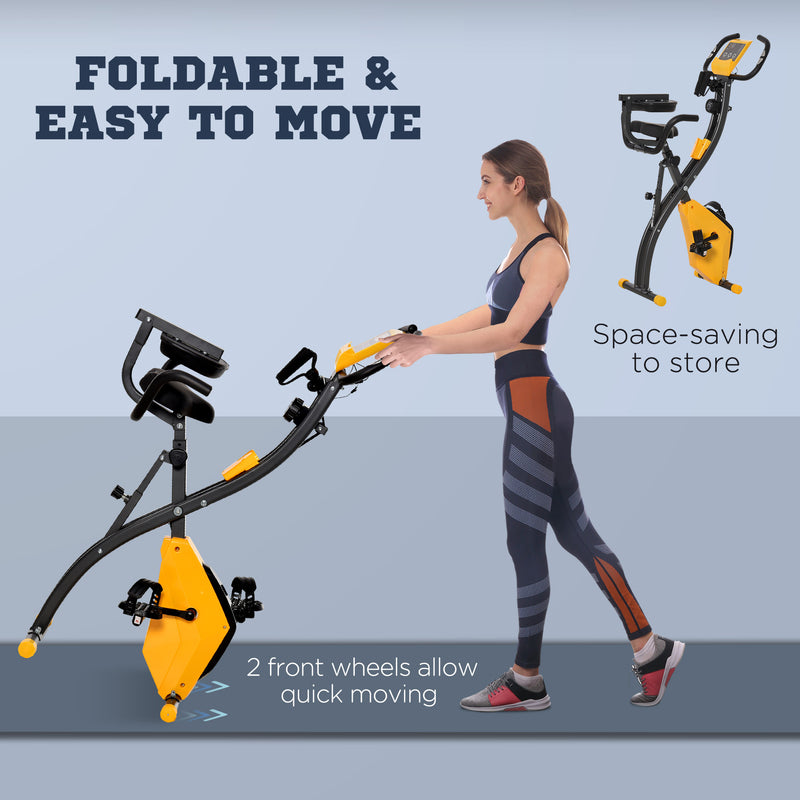 HOMCOM 2-In-1 Folding Exercise Bike With 8-Level Magnetic Resistance