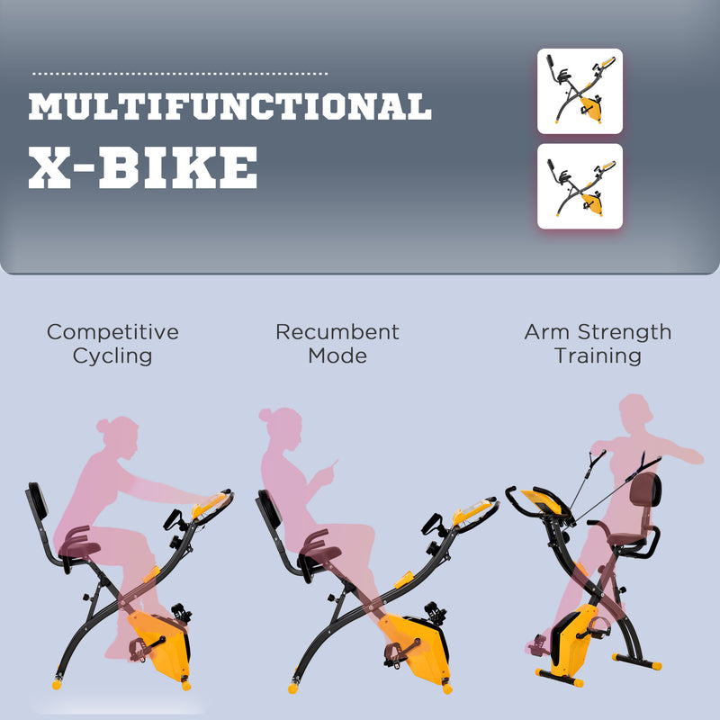 HOMCOM 2-In-1 Folding Exercise Bike With 8-Level Magnetic Resistance