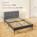 HOMCOM 4ft Upholstered Double Bed Frame W/ Wooden Slat No Box Spring Needed